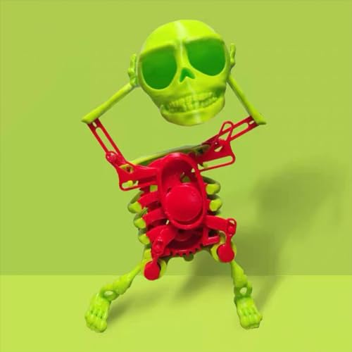Tanzen und Schwingen Schädel Spielzeug 2024 Neuheit 3D Lustiges Tanzendes Skelett Spielzeug für Desktop Ornament Skelett Figur mit Tanzgeschenk für Halloween Ostern (Grün) von EHOTER