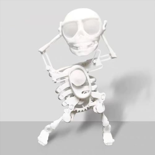 Tanzen und Schwingen Schädel Spielzeug 2024 Neuheit 3D Lustiges Tanzendes Skelett Spielzeug für Desktop Ornament Skelett Figur mit Tanzgeschenk für Halloween Ostern (Weiß) von EHOTER