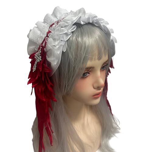 EHZBRCN Vielseitige Kopfstücke Mit Gotischen Kreuzen Mit Stilvollem Haar Charme Perfekt Für Cosplay Und Alternative Mode von EHZBRCN
