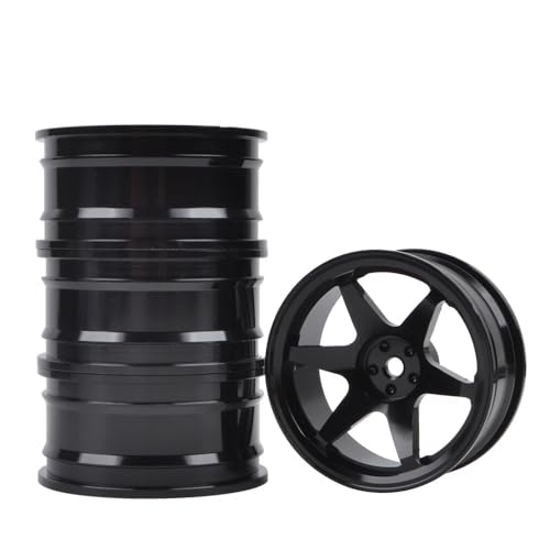 EHxCUF 1/10 On-Road 52 mm Aluminium-Felgen, kompatibel mit RC-Drift- und Tourenwagen, HEX 12 mm(Black) von EHxCUF
