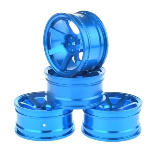 EHxCUF 1/10 On-Road 52 mm Aluminium-Felgen, kompatibel mit RC-Drift- und Tourenwagen, HEX 12 mm(Blue) von EHxCUF