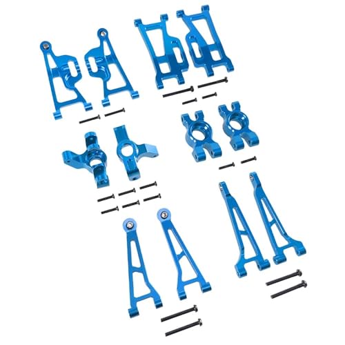 EHxCUF 1/14 RC-Car-Ersatzteile, kompatibel mit 14210-09 H14BM Metall-Lenkschalen vorne und hinten, Aufhängungsarme, obere und untere Hinterradnaben(Blue) von EHxCUF