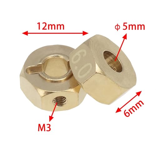 EHxCUF 12 mm Sechskant-Radnaben-Verlängerungsadapter, kompatibel mit III CC01 Wraith RR10 GEN8 1/10 RC Crawler Car 4 Stück(4PCS 6MM) von EHxCUF