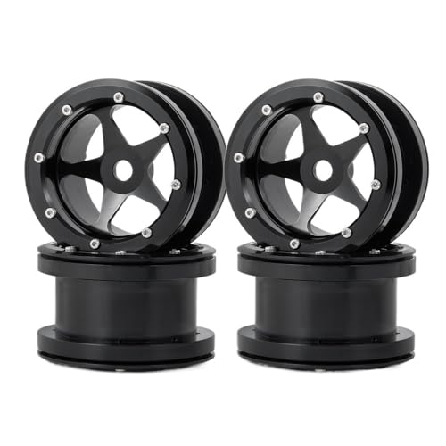 EHxCUF 2,2-Zoll-Metall-Beadlock-Felgen, kompatibel mit RC-Crawler-Autos im Maßstab 1:10 Wraith 90018, 4er-Set(Black 4PCS) von EHxCUF