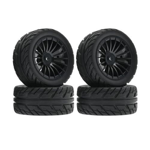 EHxCUF 4 Stück 50 mm Gummireifen Kompatibel mit RC-Fahrzeuge im Maßstab 1:16, kompatibel mit verschiedenen Modellen, Upgrade-Teilen(Black) von EHxCUF