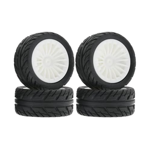 EHxCUF 4 Stück 50 mm Gummireifen Kompatibel mit RC-Fahrzeuge im Maßstab 1:16, kompatibel mit verschiedenen Modellen, Upgrade-Teilen(White) von EHxCUF