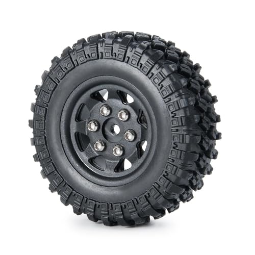 EHxCUF 4PCS Kunststoff Rad Reifen Set Kompatibel Mit 1/24 Crawler Auto Teile Kompatibel mit SCX24 Modelle AXI00001 AXI00002 AXI00004 AXI00005 AXI00006(Black) von EHxCUF