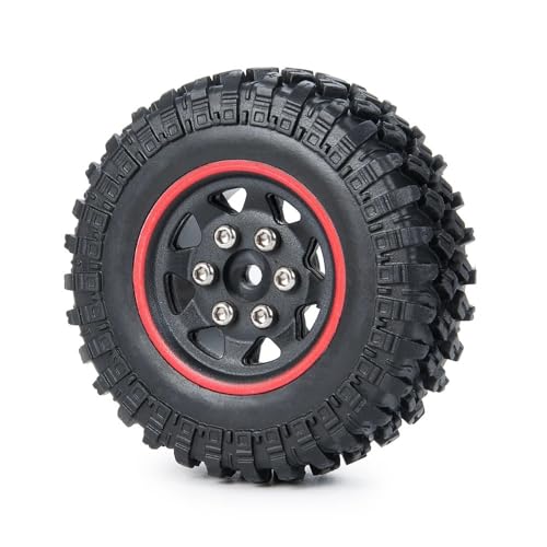 EHxCUF 4PCS Kunststoff Rad Reifen Set Kompatibel Mit 1/24 Crawler Auto Teile Kompatibel mit SCX24 Modelle AXI00001 AXI00002 AXI00004 AXI00005 AXI00006(RED) von EHxCUF