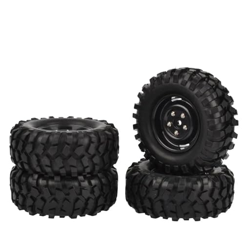 EHxCUF 4er-Pack 96 mm 1,9 Zoll Gummireifen und Felgen Kompatibel mit 1:10 RC Rock Crawler, kompatibel mit CC01-Modellen von EHxCUF