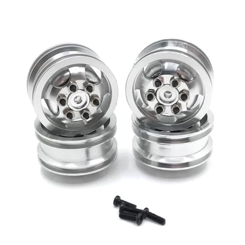 EHxCUF Gummireifen und Aluminium-Radnabe Kompatibel mit 4WD-RC-Autos, kompatibel mit den Modellen C14 C24 C34 C44 B14 B24 B16 B36(Silver) von EHxCUF