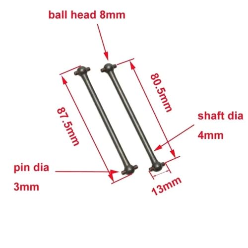EHxCUF Kompatibel 1:8 RC Modell Auto DIY Antriebswelle Verbindungsstange Hundeknochen Übertragungsachse 80,5 mm bis 139,5 mm 2 Stück(80.5MM) von EHxCUF