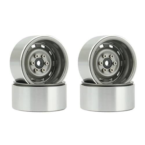 EHxCUF Kompatibel mit 1/10 RC Crawler 90046 AXI03007 Trxs 4PCS 1,9 Metall Beadlock Radnaben-Felgen-Set(Light Grey) von EHxCUF