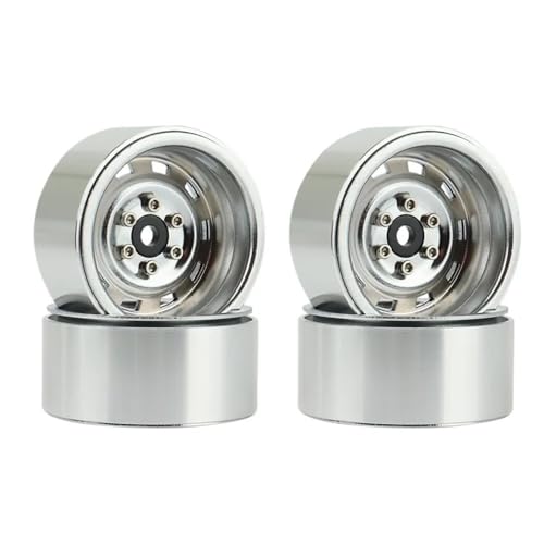 EHxCUF Kompatibel mit 1/10 RC Crawler 90046 AXI03007 Trxs 4PCS 1,9 Metall Beadlock Radnaben-Felgen-Set(Silver) von EHxCUF