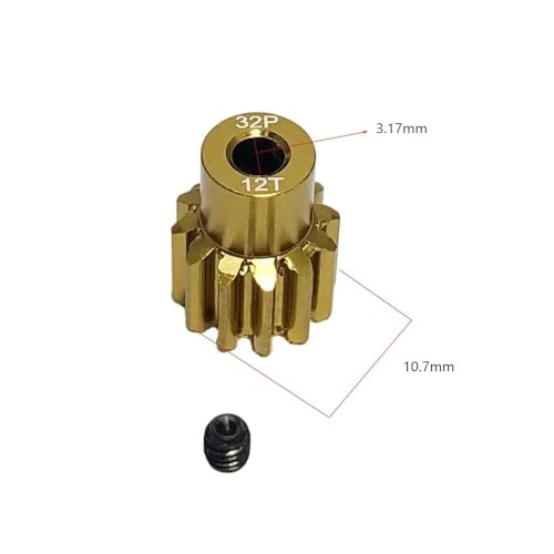 EHxCUF Kompatibel mit 1/10 RC-Modellautos. Aluminium-Metallritzel-Motorgetriebe 12T bis 20T 32P M0,8 3,175 mm(12T) von EHxCUF