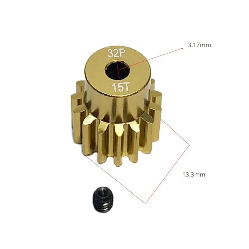 EHxCUF Kompatibel mit 1/10 RC-Modellautos. Aluminium-Metallritzel-Motorgetriebe 12T bis 20T 32P M0,8 3,175 mm(15T) von EHxCUF