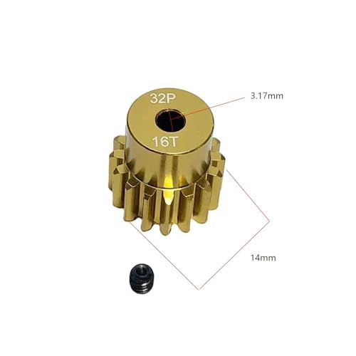 EHxCUF Kompatibel mit 1/10 RC-Modellautos. Aluminium-Metallritzel-Motorgetriebe 12T bis 20T 32P M0,8 3,175 mm(16T) von EHxCUF