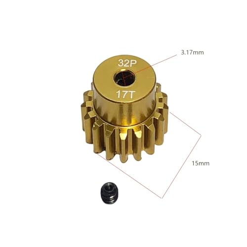 EHxCUF Kompatibel mit 1/10 RC-Modellautos. Aluminium-Metallritzel-Motorgetriebe 12T bis 20T 32P M0,8 3,175 mm(17T) von EHxCUF