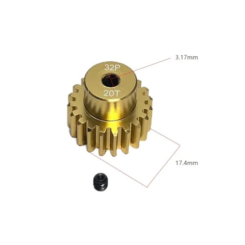 EHxCUF Kompatibel mit 1/10 RC-Modellautos. Aluminium-Metallritzel-Motorgetriebe 12T bis 20T 32P M0,8 3,175 mm(20T) von EHxCUF