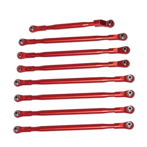 EHxCUF Kompatibel mit 1/6 RC Crawler Car SCX6 Aluminium-Aufhängungsgestänge-Set mit 8 Stück Metallstangenenden(RED) von EHxCUF