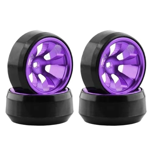 EHxCUF Kompatibel mit 284131 K969 K989 -Z 1/28 RC Autoteile 4 Stück Typ C Metallfelgen Kunststoff Driftreifen(Purple) von EHxCUF