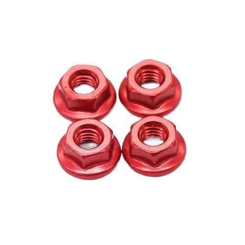 EHxCUF Kompatibel mit RC-Buggy-Modellen im Maßstab 1:10 102049 122049 02055 02190 Aluminium-Nylon-M4-Mutter 4P(RED) von EHxCUF