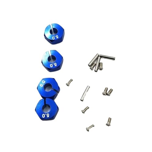 EHxCUF Kompatibel mit RC Crawler Trucks, Aluminium-Rad-Sechskant-Antriebsnaben 5 mm, 6 mm, 7 mm, 12 mm, mit Stiften und Schrauben, 4 Stück(Blue 5MM) von EHxCUF