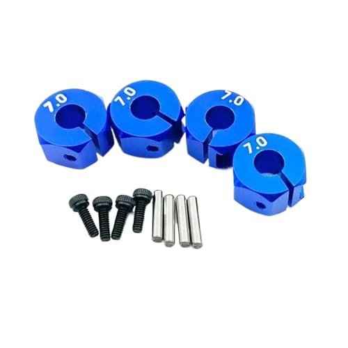 EHxCUF Kompatibel mit RC Crawler Trucks, Aluminium-Rad-Sechskant-Antriebsnaben 5 mm, 6 mm, 7 mm, 12 mm, mit Stiften und Schrauben, 4 Stück(Blue 7MM) von EHxCUF