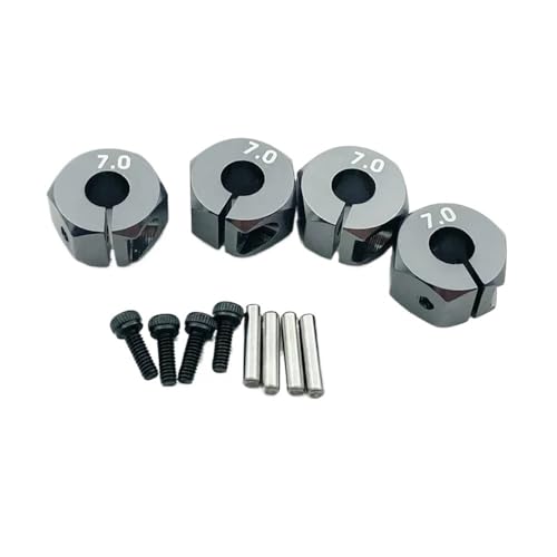EHxCUF Kompatibel mit RC Crawler Trucks, Aluminium-Rad-Sechskant-Antriebsnaben 5 mm, 6 mm, 7 mm, 12 mm, mit Stiften und Schrauben, 4 Stück(Titanium 7CM) von EHxCUF