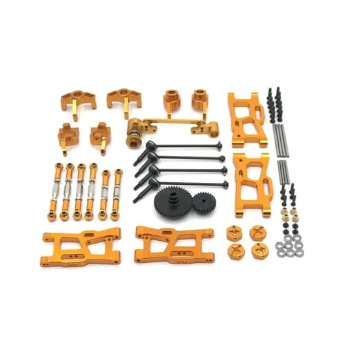 EHxCUF Kompatible Ersatzteile Kompatibel mit Metall-Upgrade-Set, Antriebswelle, Zugstange, Schwenkarm, Lenkgetriebe Kompatibel mit 124016, 124017, 124018, 124019, 144001, 144010 RC-Autos(GOLDEN) von EHxCUF