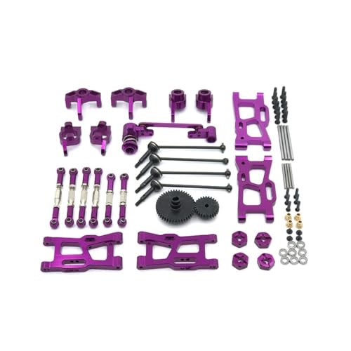 EHxCUF Kompatible Ersatzteile Kompatibel mit Metall-Upgrade-Set, Antriebswelle, Zugstange, Schwenkarm, Lenkgetriebe Kompatibel mit 124016, 124017, 124018, 124019, 144001, 144010 RC-Autos(Purple) von EHxCUF