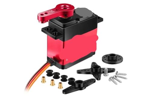 EHxCUF Kompatibler digitaler Servomotor 20 kg 180 Grad rotes Aluminiumgetriebe Kompatibel mit FT5320M 7,4 V(RED Metal ARM) von EHxCUF