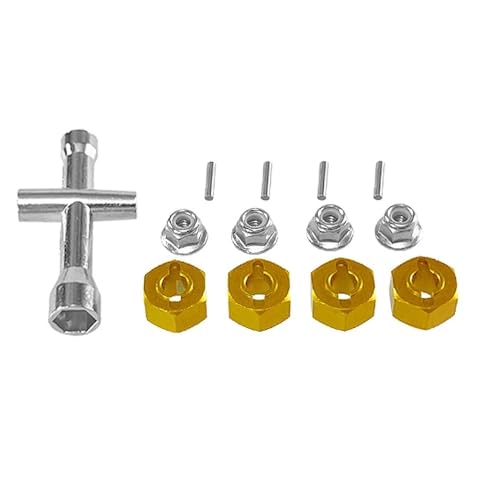 EHxCUF M4 Mutternteile Sechskantsatz Kompatibel mit 1/14 14210 1/16 ferngesteuerte Autos, kompatibel mit verschiedenen Modellen(Gold) von EHxCUF