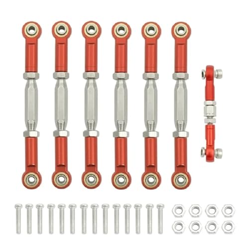 EHxCUF Metall Spannschloss Camber Link Rod Linkage Kit Kompatibel mit 1/10 RC Auto kompatibel mit 4X4 VXL 2WD Upgrade Teile(RED) von EHxCUF