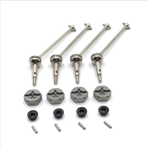 EHxCUF Metall-Upgrade-Kardanwellenadapter 12 mm Kompatibel mit vorne und hinten, kompatibel mit verschiedenen RC-Autos im Maßstab 1:14(Light Grey) von EHxCUF