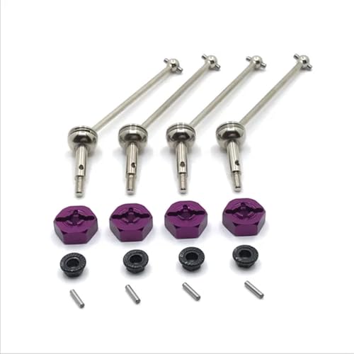 EHxCUF Metall-Upgrade-Kardanwellenadapter 12 mm Kompatibel mit vorne und hinten, kompatibel mit verschiedenen RC-Autos im Maßstab 1:14(Purple) von EHxCUF