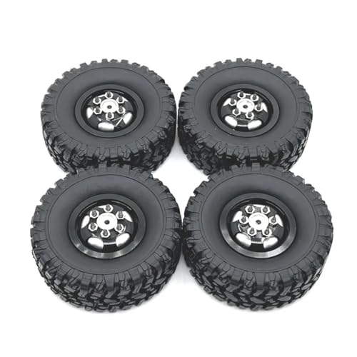 EHxCUF Metall-Upgrade-Räder und -Reifen, kompatibel mit ferngesteuertem Autozubehör MN 1/12 MN82 LC79 MN78 C14 C24 1/16(Black) von EHxCUF