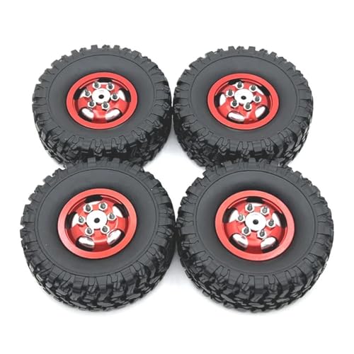 EHxCUF Metall-Upgrade-Räder und -Reifen, kompatibel mit ferngesteuertem Autozubehör MN 1/12 MN82 LC79 MN78 C14 C24 1/16(RED) von EHxCUF
