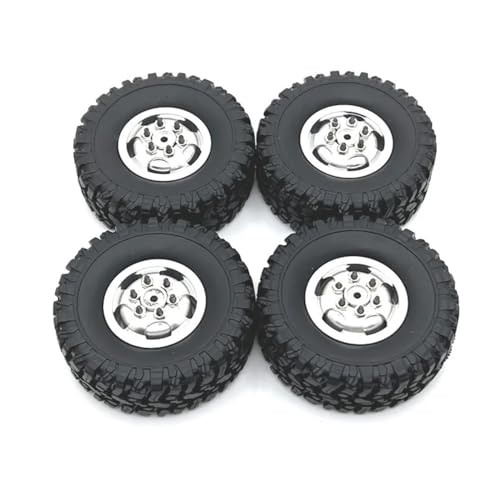 EHxCUF Metall-Upgrade-Räder und -Reifen, kompatibel mit ferngesteuertem Autozubehör MN 1/12 MN82 LC79 MN78 C14 C24 1/16(Silver) von EHxCUF