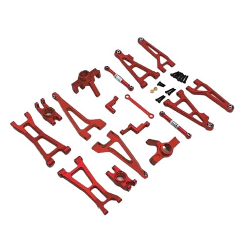 EHxCUF Metall-Vorder- und Hinterradaufhängungsarm und Lenkbecher-Verbindungsstangen-Set Kompatibel mit 1/16 RC-Autos, Upgrade-Teile, kompatibel mit 16207, 16208, 16209, 16210(16208 RED) von EHxCUF