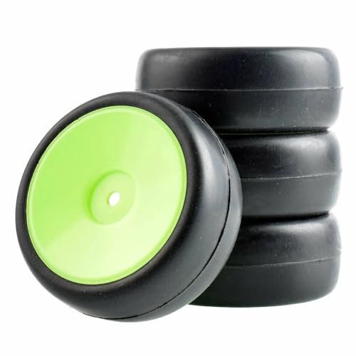 EHxCUF Slick-Rennreifen- und Radsatz, kompatibel mit 1/10 Tourenwagen RC 9071-6018(Green) von EHxCUF
