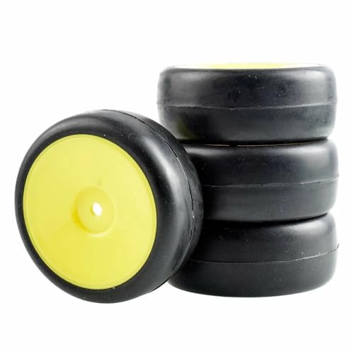 EHxCUF Slick-Rennreifen- und Radsatz, kompatibel mit 1/10 Tourenwagen RC 9071-6018(Yellow) von EHxCUF
