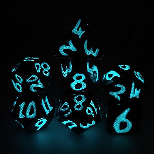 EIFOCWCY Metall DND Würfel Set, Metal Glowing Dice DND Dice Set, Dungeons and Dragons Starter Set D&D Würfel für TRPG Brettspiel Tischspiele DND Würfelset Clear Number Silver Blue Light Up Dice D 20 von EIFOCWCY