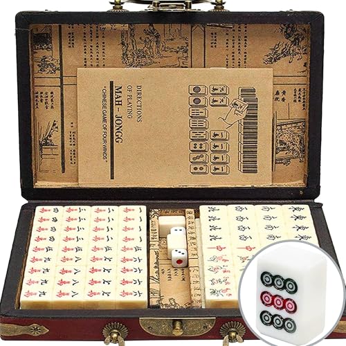 EIMZU Mini-chinesisches Majong-Set, 144 Mahjong Fliesen, Reise Spielset Beige, Antique Anzug Mahjong Set, Traditionelles Chinesisches Spiel EIMZU Mini-chinesisches Majong-Set, 144 Mahjong Fliesen, Reise Spielset Beige, Antique Anzug Mahjong Set, Traditionelles Chinesisches Spiel von EIMZU