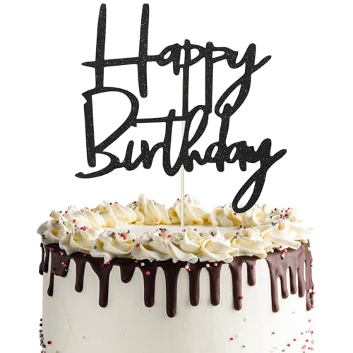 Tortenaufsätze "Happy Birthday", schwarzer Glitzer, für Geburtstag, Jahrestag, Motto-Party, Kuchendekorationen Tortenaufsätze "Happy Birthday", schwarzer Glitzer, für Geburtstag, Jahrestag, Motto-Party, Kuchendekorationen von EIOAUY