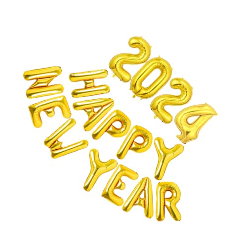 EIOLWJIEO Aus Aluminiumfolie gefertigter „Frohes Neues Jahr“ Ballon für langlebige Wandaufhängung aus Metall 2024, umweltfreundlich, ungiftig, einfaches Aufblasen, Gold von EIOLWJIEO