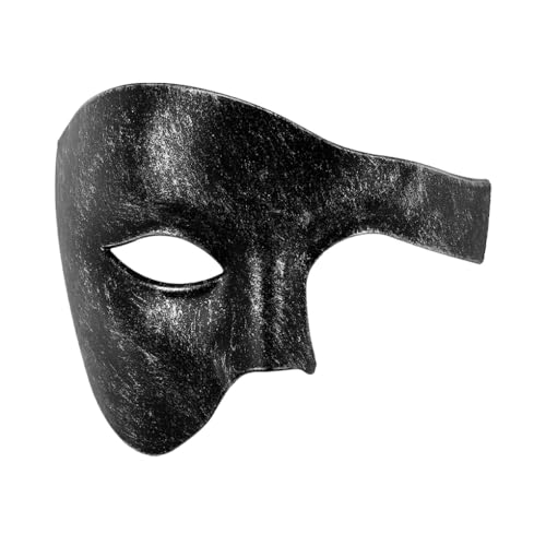 EIOLWJIEO Bequeme und atmungsaktive Maske für das halbe Gesicht, geeignet zum Tragen von leichten Halbgesichts Maskenmasken aus Kunststoff, Schwarz gebürstetes Silber von EIOLWJIEO