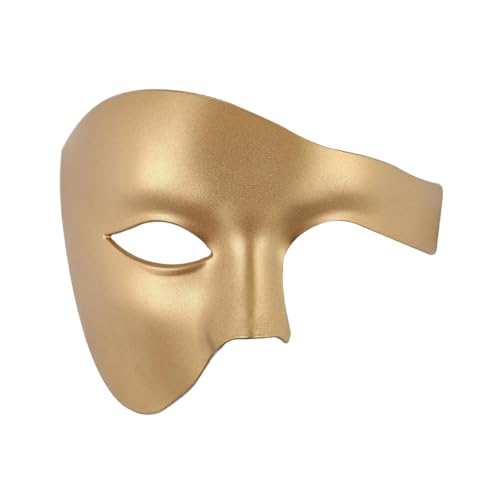 EIOLWJIEO Bequeme und atmungsaktive Maske für das halbe Gesicht, geeignet zum Tragen von leichten Halbgesichts Maskenmasken aus Kunststoff, golden von EIOLWJIEO