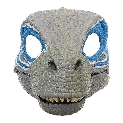 EIOLWJIEO Cosplay Party Dino Maske, realistisches Aussehen, einfach zu tragen, Latex Cosplay Party, Halloween, Weihnachten, Kinder, Erwachsene, Beidseitig blau von EIOLWJIEO