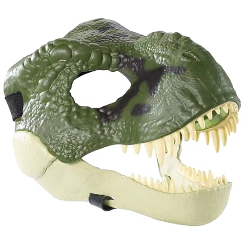 EIOLWJIEO Cosplay Party Dino Maske, realistisches Aussehen, einfach zu tragen, Latex Cosplay Party, Halloween, Weihnachten, Kinder, Erwachsene, Grün von EIOLWJIEO