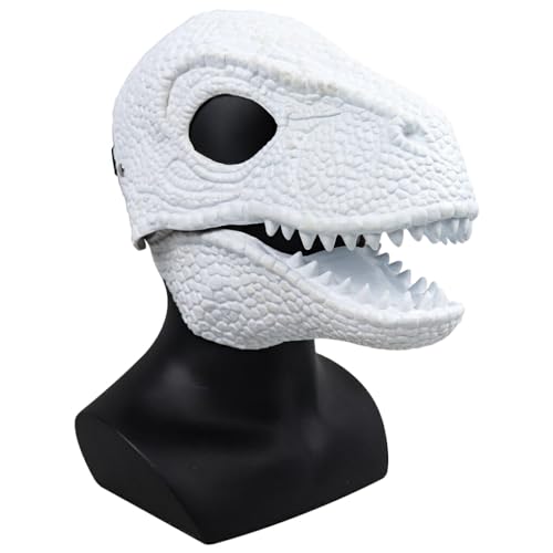 EIOLWJIEO Cosplay Party Dino Maske, realistisches Aussehen, einfach zu tragen, Latex Cosplay Party, Halloween, Weihnachten, Kinder, Erwachsene, Weiß von EIOLWJIEO